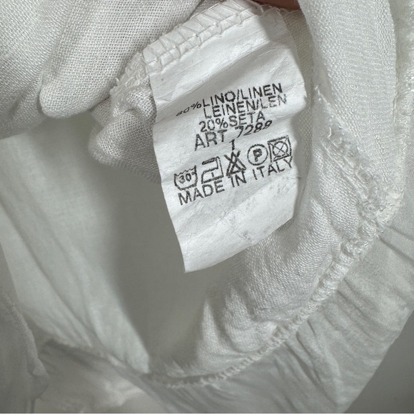 San Gimignano White Linen Silk Blend Asymmetric Hem Tunic Lagenlook Top One Size - Picture 11 of 13
